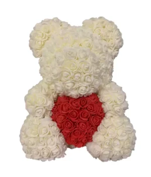 nounours en rose blanche et rouge
