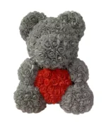 Nounours en rose gris et rouge