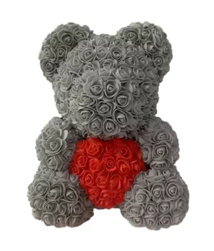 Nounours en rose gris et rouge