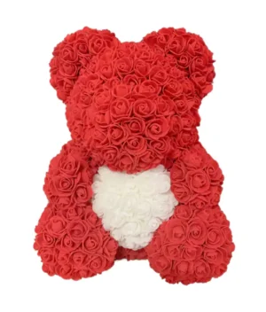 nounours en rose rouge et blanc