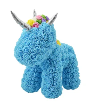 Licorne en rose bleu