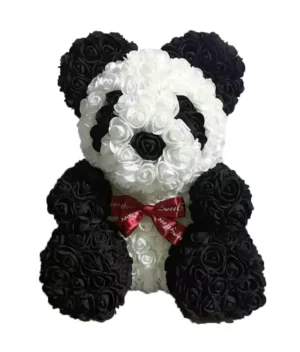 panda en rose blanche
